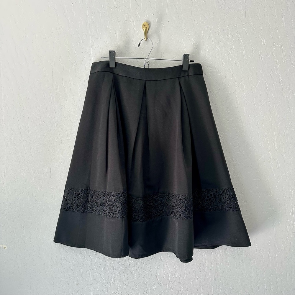 Express Black Midi A-Line Pleated Skirt